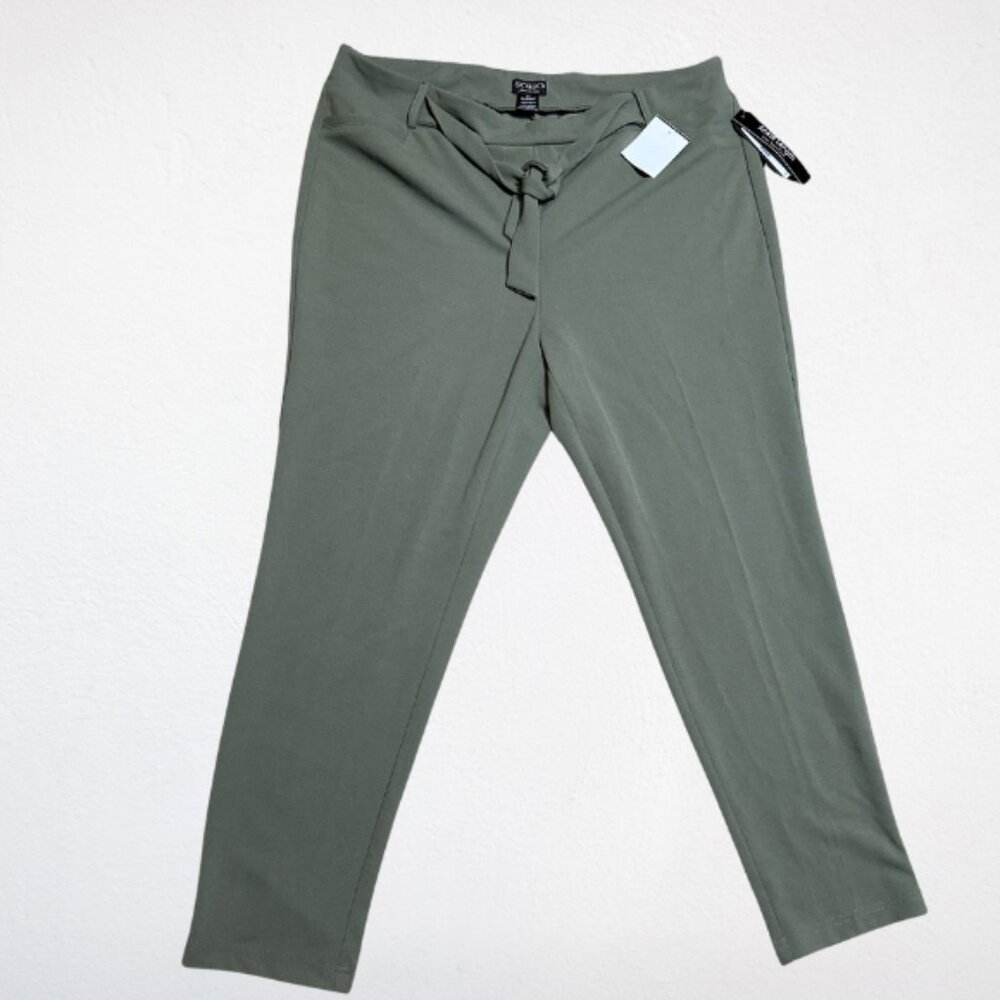 Soho Olive Green Ankle Pants with Waist Tie NWT Size 2X